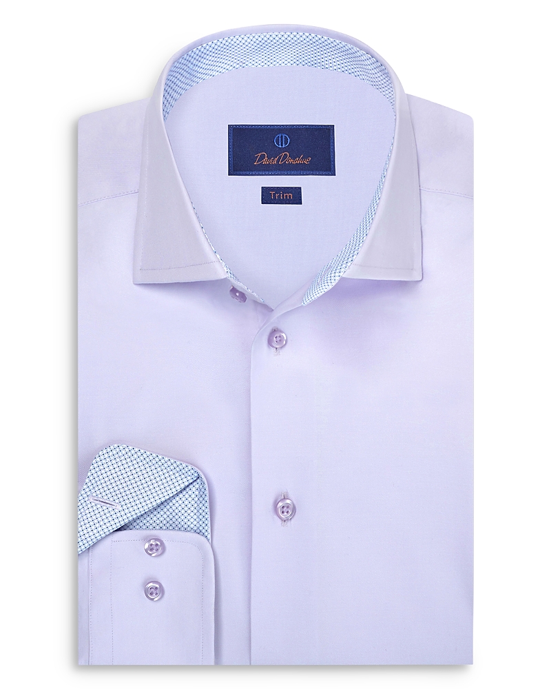 David Donahue Trim Fit Twill Solid Dress Shirt