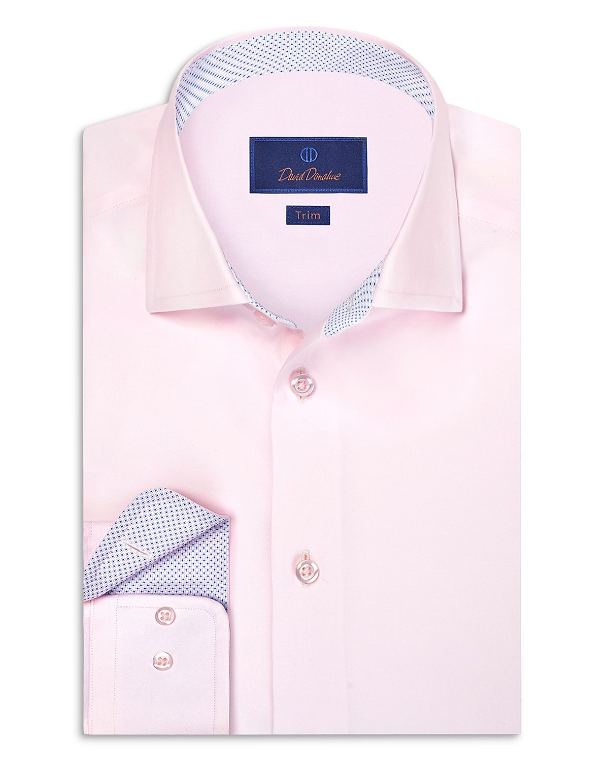David Donahue Trim Fit Twill Solid Dress Shirt