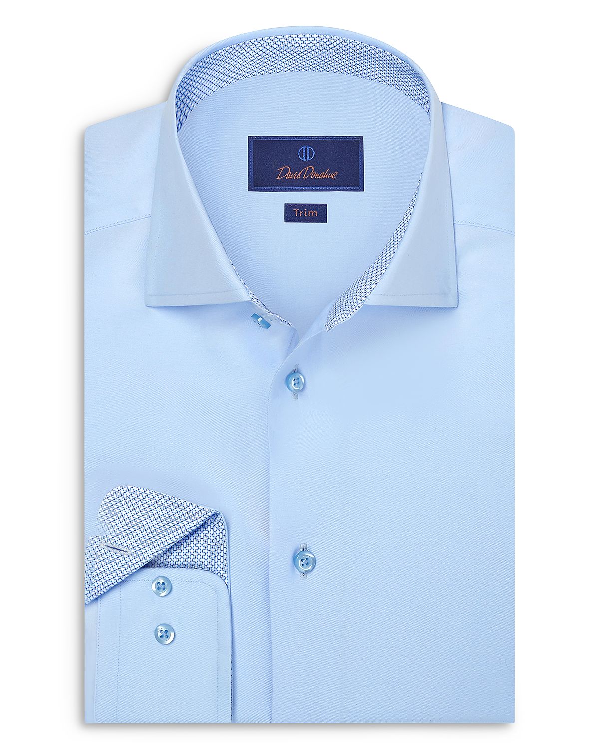 David Donahue Trim Fit Twill Solid Dress Shirt