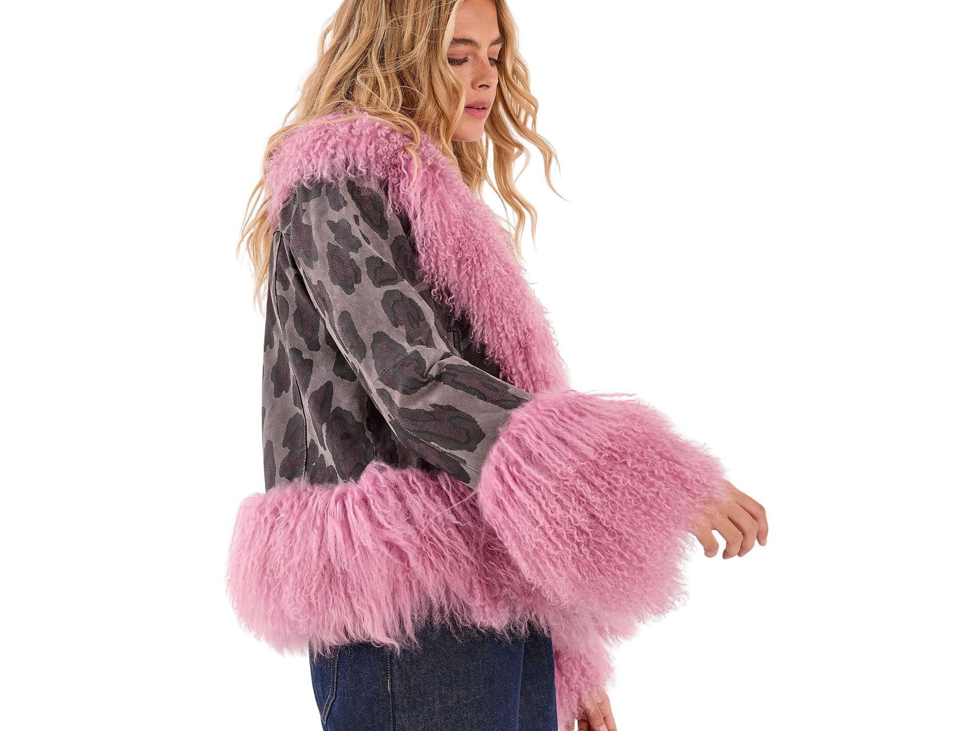 Printed Shearling Leather Jacket — Image 4
