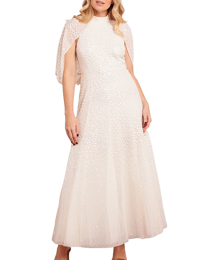 Needle & Thread Scallop Sequin Cape Ankle Gown