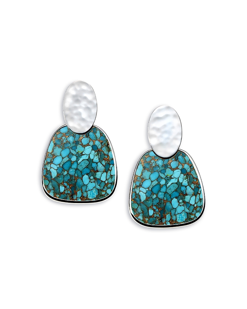 Ippolita Sterling Silver Polished Rock Candy Turquoise Crinkle Oval Earrings
