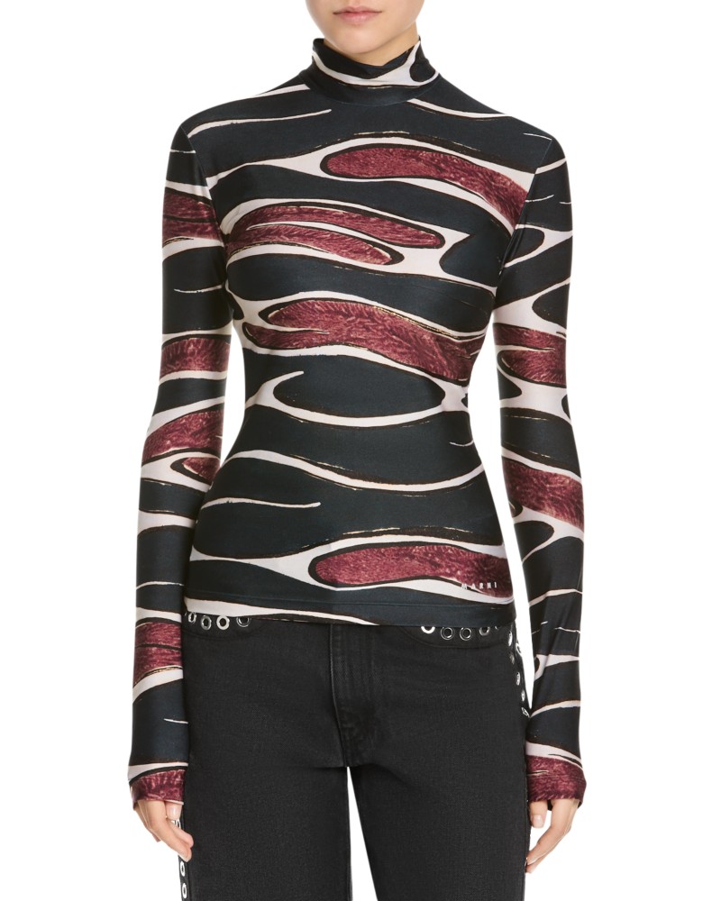 Marni Printed Long Sleeve T Shirt in Black