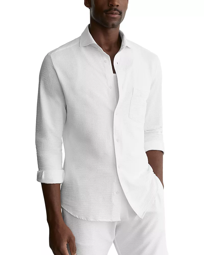 Reiss Solarko Long Sleeve Seersucker Shirt