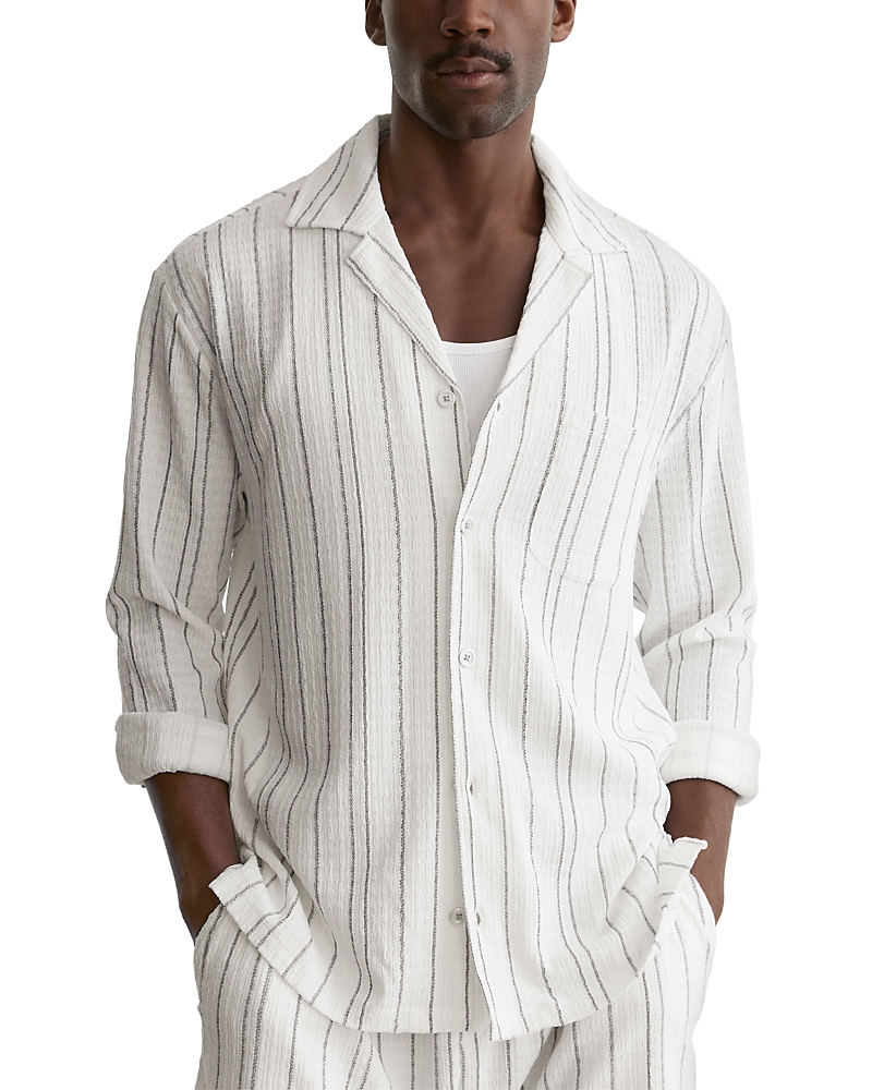 Reiss Ford Long Sleeve Textured Stripe Shirt