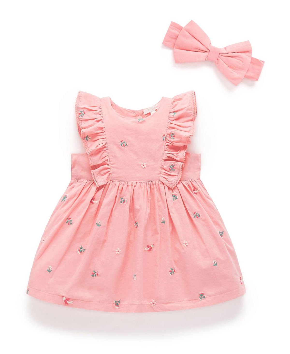 Purebaby Girls' Broderie Dress & Headband - Baby