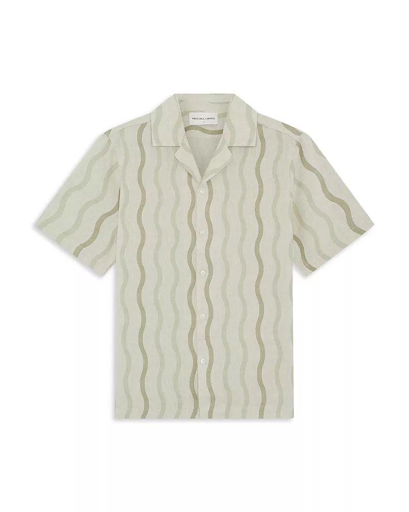 Frescobol Carioca Roberto Cabana Wavy Stripe Linen Shirt