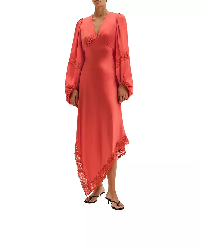 Malina Seema Asymmetric Lace Hem Maxi Dress
