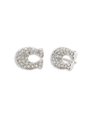 Pav&eacute; Signature C Stud Earrings