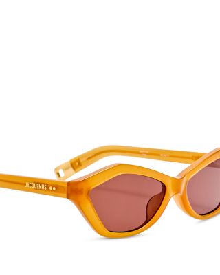 Jacquemus Orange Gradient Cat-Eye Sunglasses Jacquemus Bambino Sunglasses in Metallic Coffee | LINDA  main image 4
