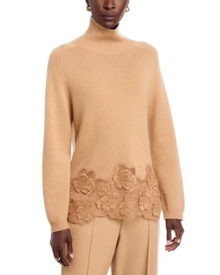 Turtle Neck Lace Trim Sweater