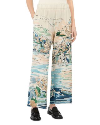 Silk Printed Ankle Trousers