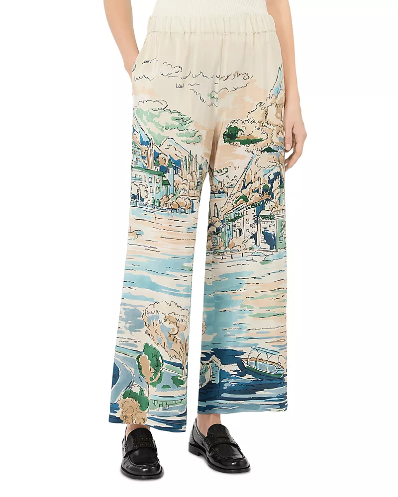 Weekend Max Mara Silk Printed Ankle Trousers
