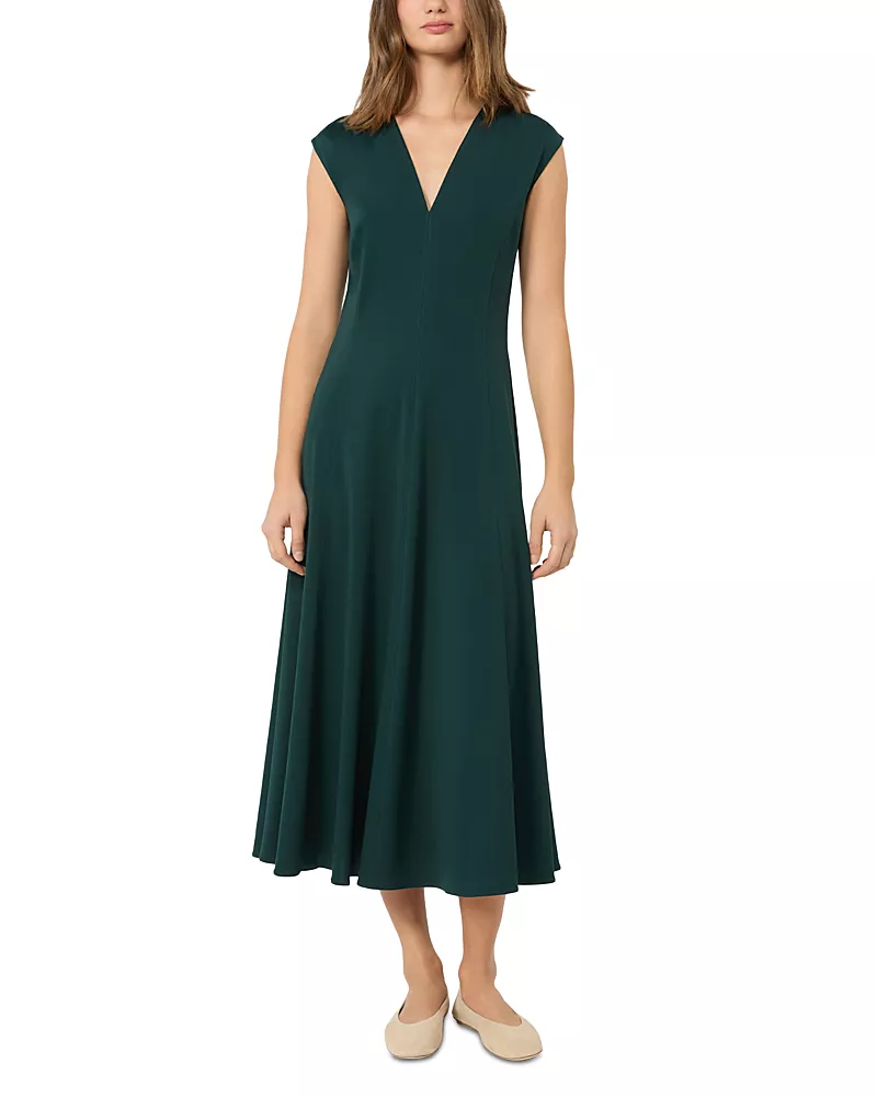 Weekend Max Mara Wkdmaster Green V Neck Midi Dress