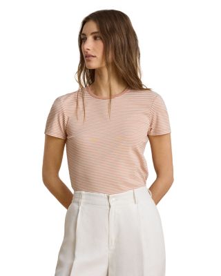 Striped Rib Knit Stretch Tee