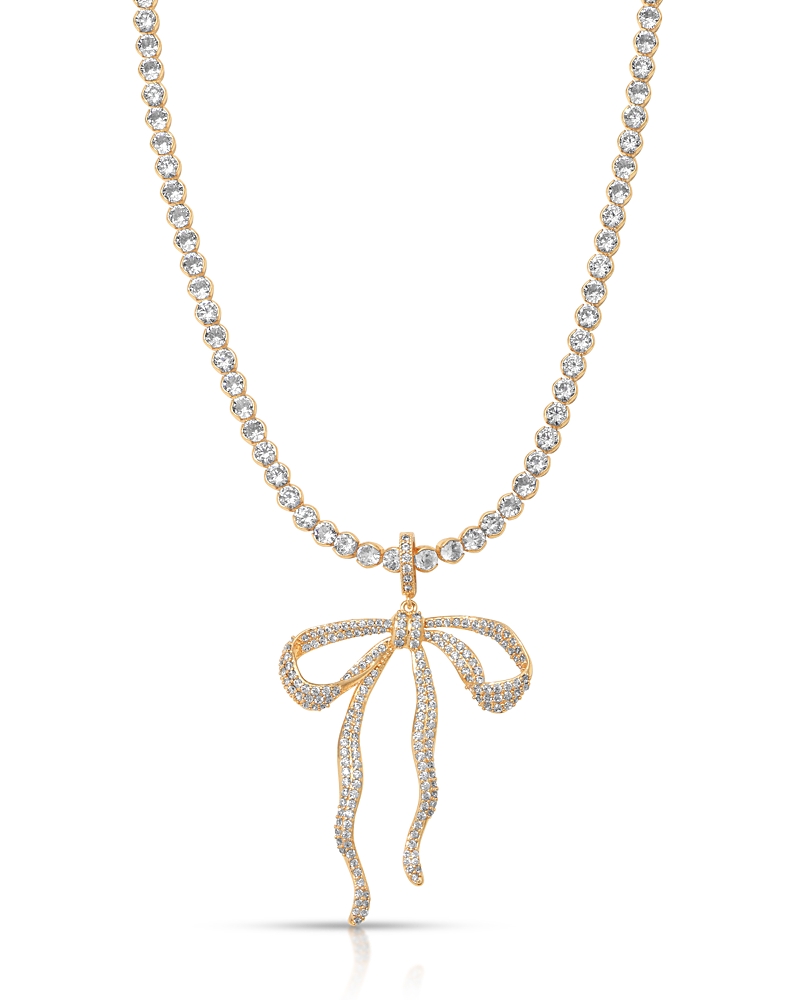 Ettika Pave Bow Tennis Necklace, 12