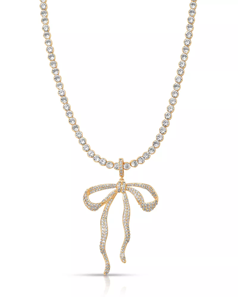 Ettika Pave Bow Tennis Necklace, 12