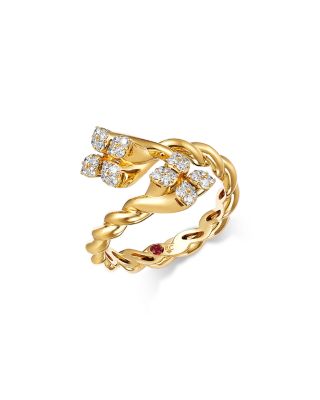 18K Yellow Gold Love in Verona Diamond Twist Bypass Ring, 0.28 tcw