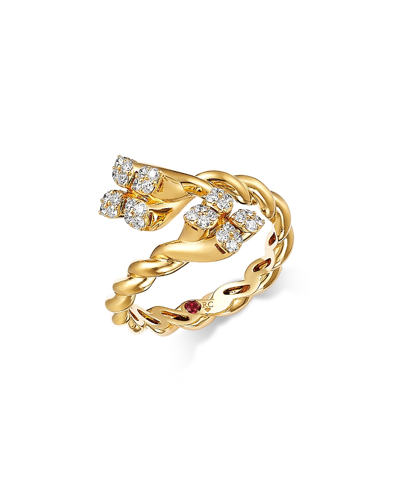 Roberto Coin 18K Yellow Gold Love in Verona Diamond Twist Bypass Ring, 0.28 tcw