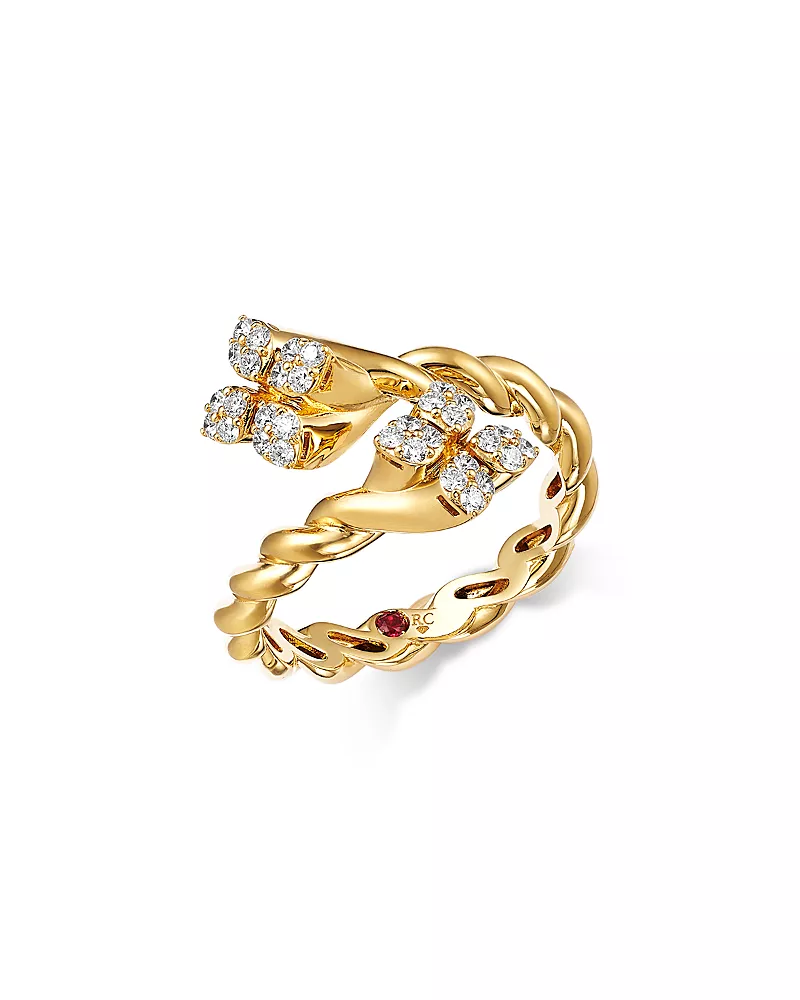 Roberto Coin 18K Yellow Gold Love in Verona Diamond Twist Bypass Ring, 0.28 tcw