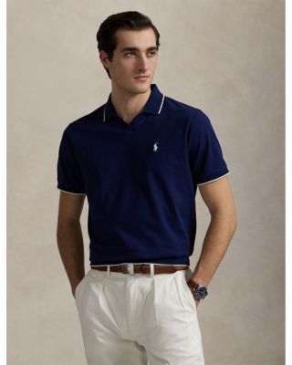 Short Sleeve Tonal Jacquard Mesh Polo Shirt