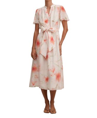  Women's Dahlia Button Tie Midi Dress
