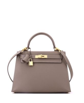 Kelly 28 Handbag Grey Epsom with Gold Hardware