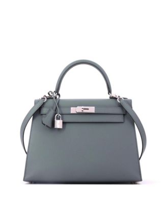Kelly 28 Handbag Green Epsom with Palladium Hardware