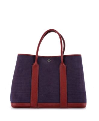 36 Garden Party Tote Toile and Leather