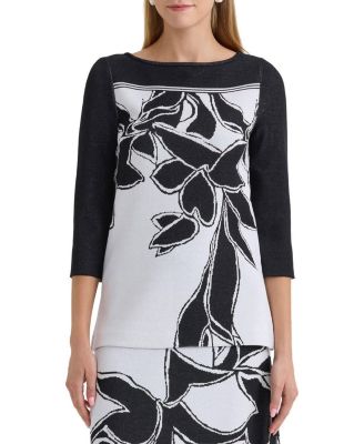  Floral Jacquard Soft Knit Tunic