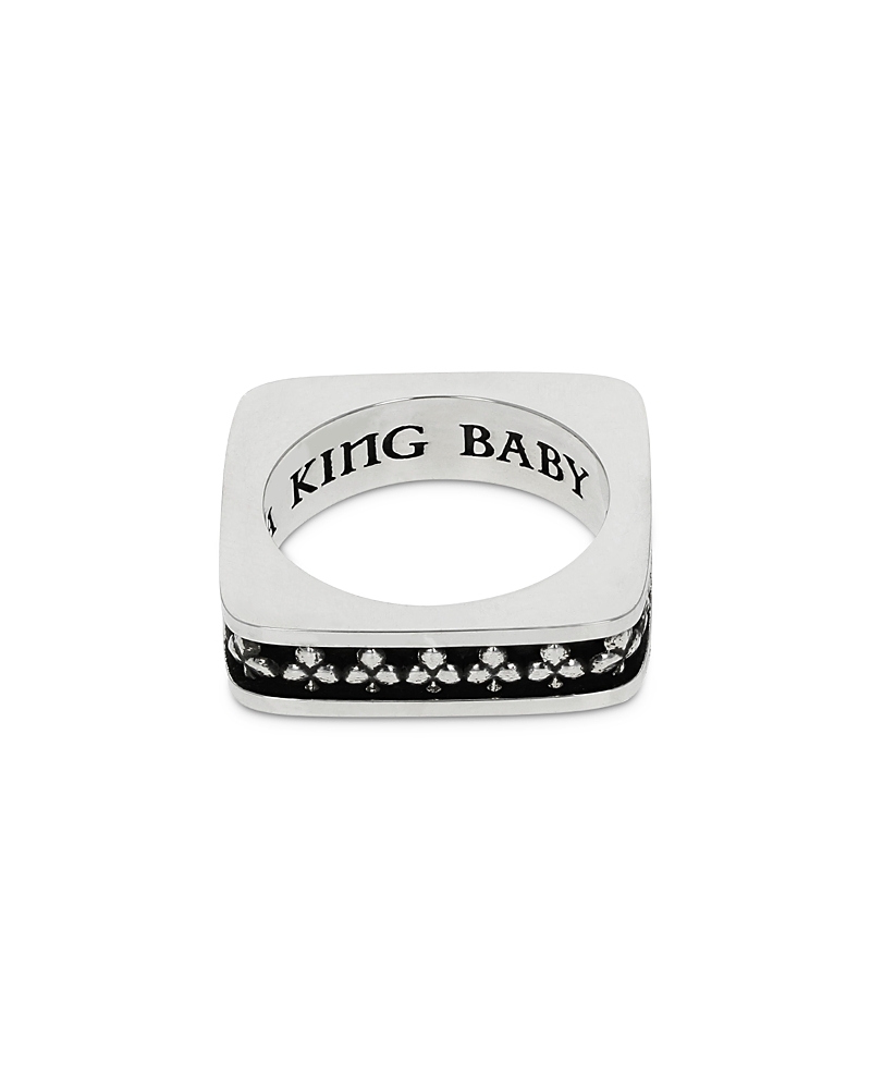 King Baby Studio Sterling Silver High Roller Club Club Suit Square Stack Ring