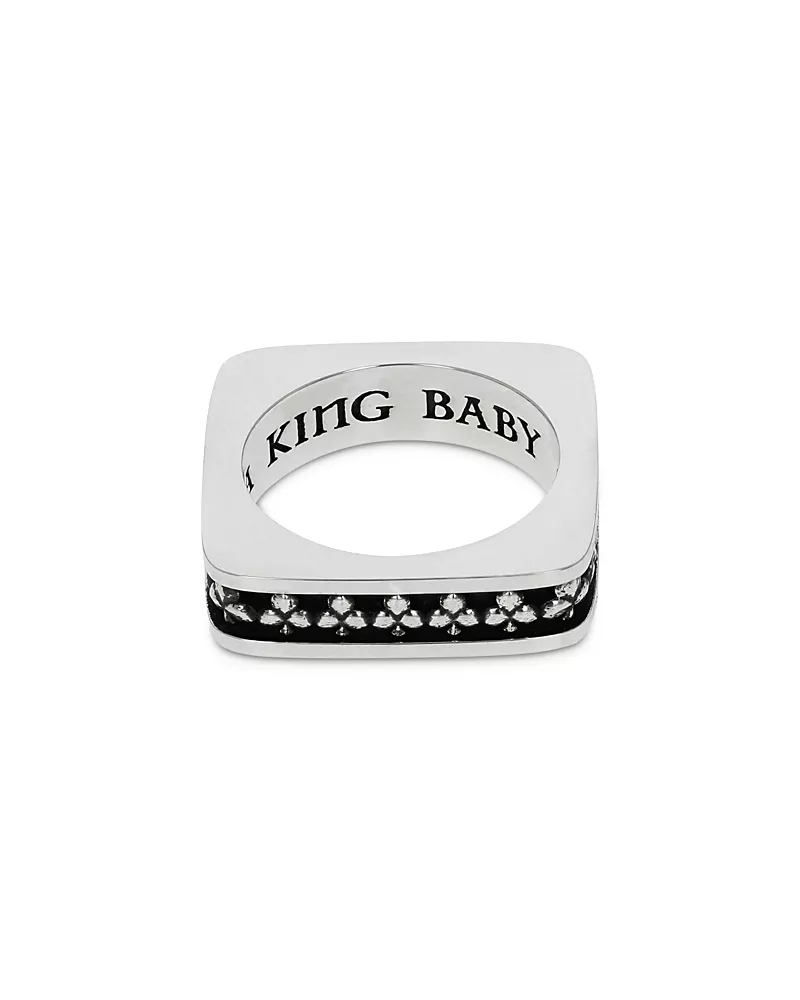 King Baby Studio Sterling Silver High Roller Club Club Suit Square Stack Ring