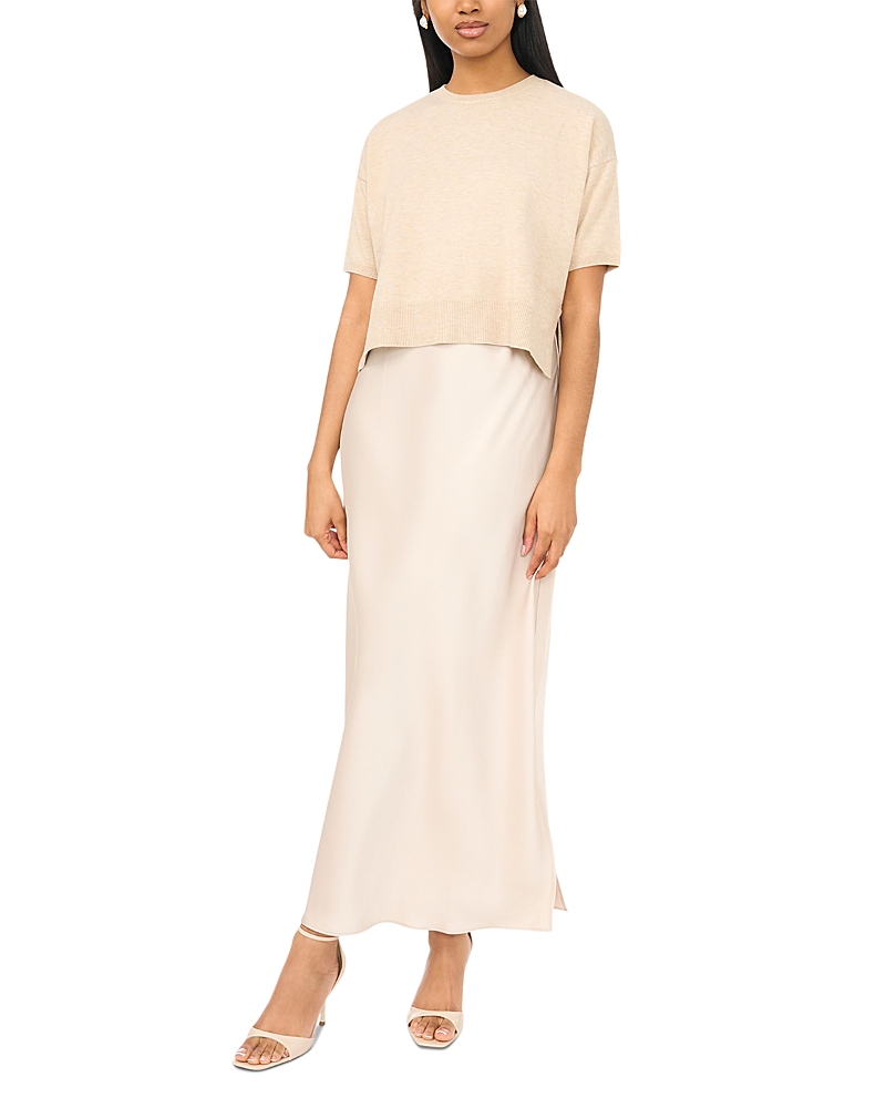 Vince Camuto Short Sleeve Dolman Sweater & Slip Dress
