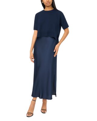 Vince Camuto Short Sleeve Dolman Sweater & Slip Dress