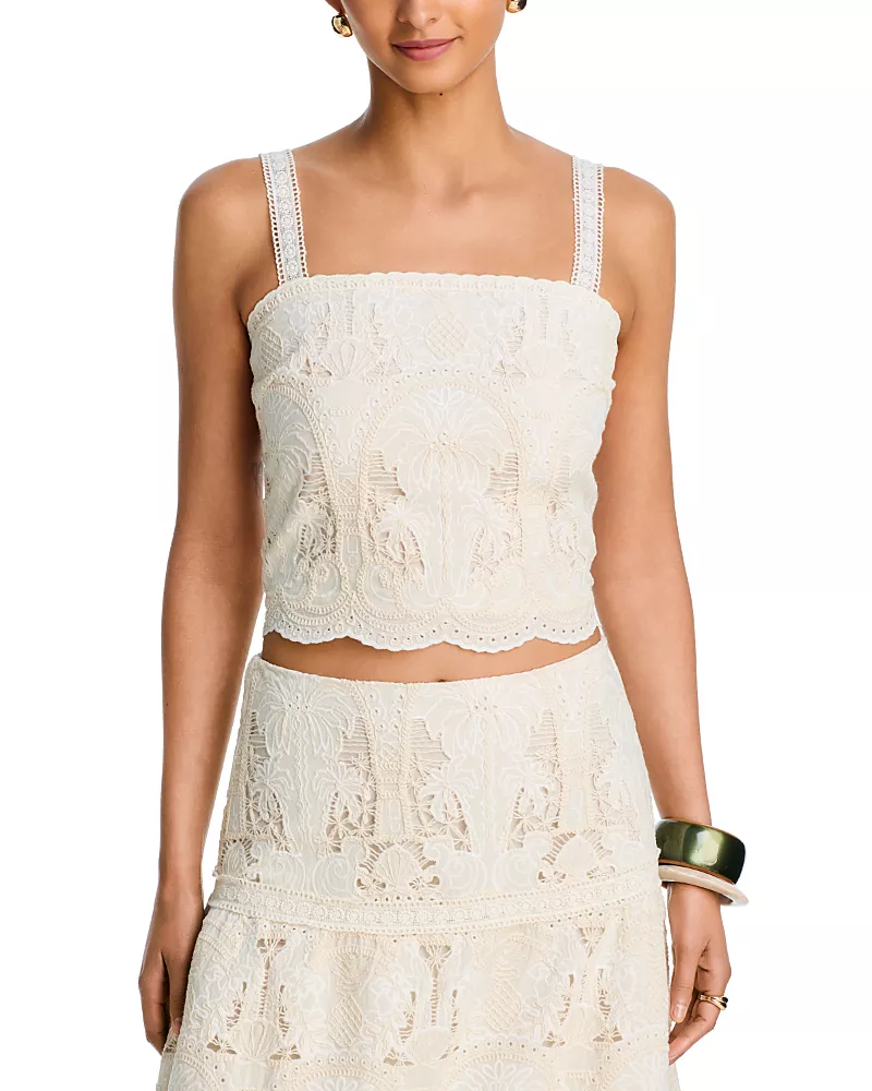 Aqua Mixed Lace Tank Top - Exclusive