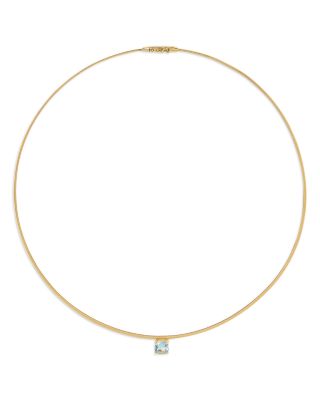 18K Yellow Gold Masai Aquamarine Coil Link Pendant Necklace, 16"