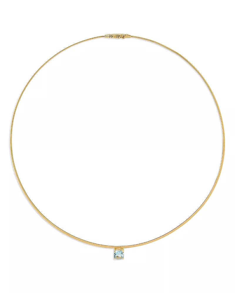 Marco Bicego 18K Yellow Gold Masai Aquamarine Coil Link Pendant Necklace, 16
