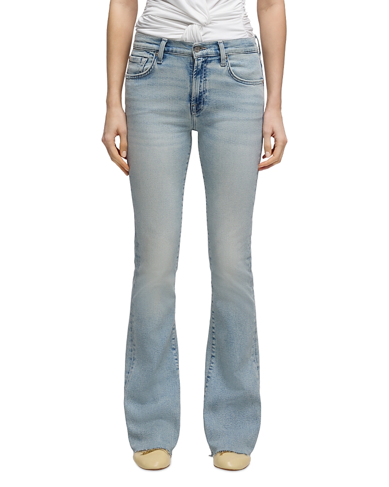 7 For All Mankind Tailorless High Rise Bootcut Jeans in Ghost Blue