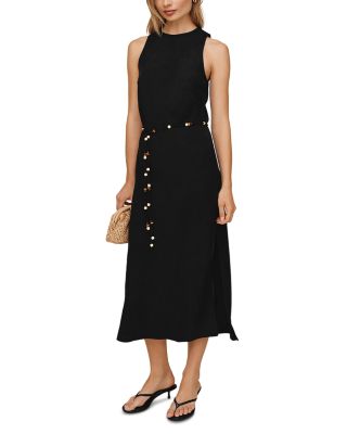 Beaded Belt Bias Midi Dress