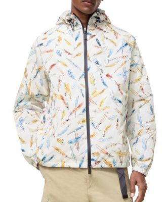  Feather Print Nylon Hooded Jacket