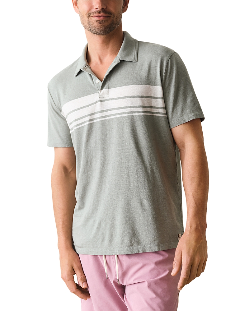 Marine Layer Iceberg Green Stripe Resort Polo Shirt
