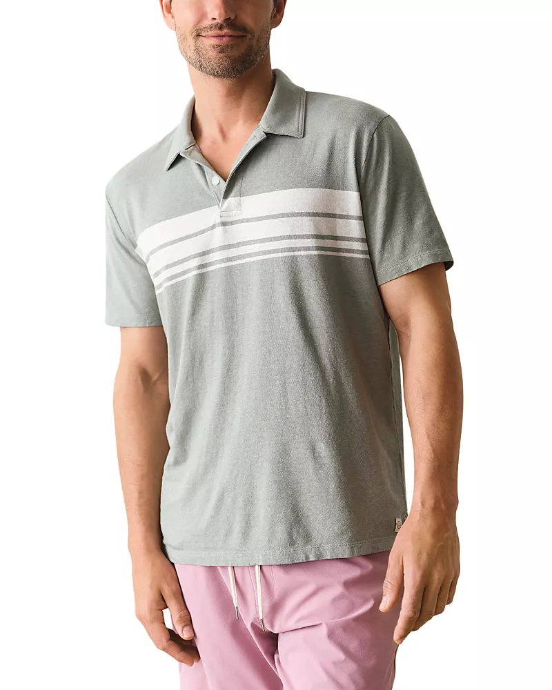 Marine Layer Iceberg Green Stripe Resort Polo Shirt