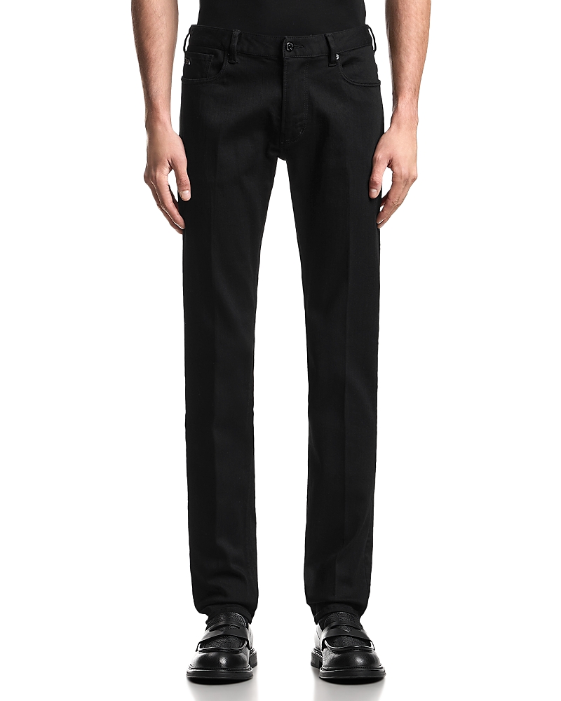Emporio Armani Essential J06 Slim Fit Stretch Cotton & Modal Blend Denim Jeans in Black Denim