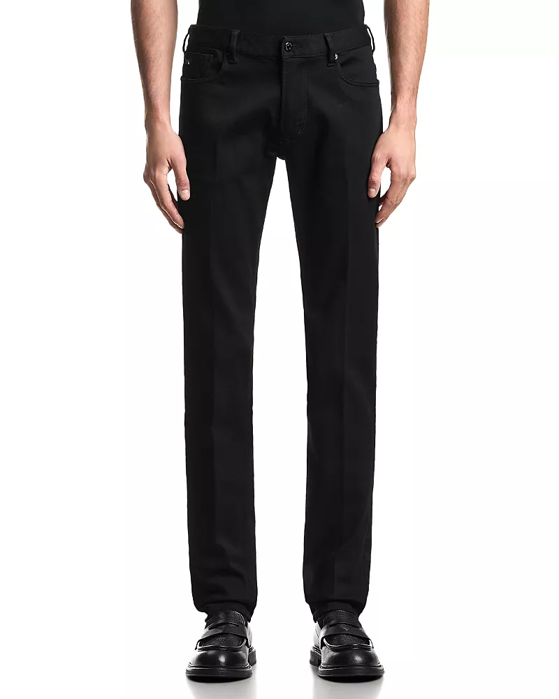 Emporio Armani Essential J06 Slim Fit Stretch Cotton & Modal Blend Denim Jeans in Black Denim