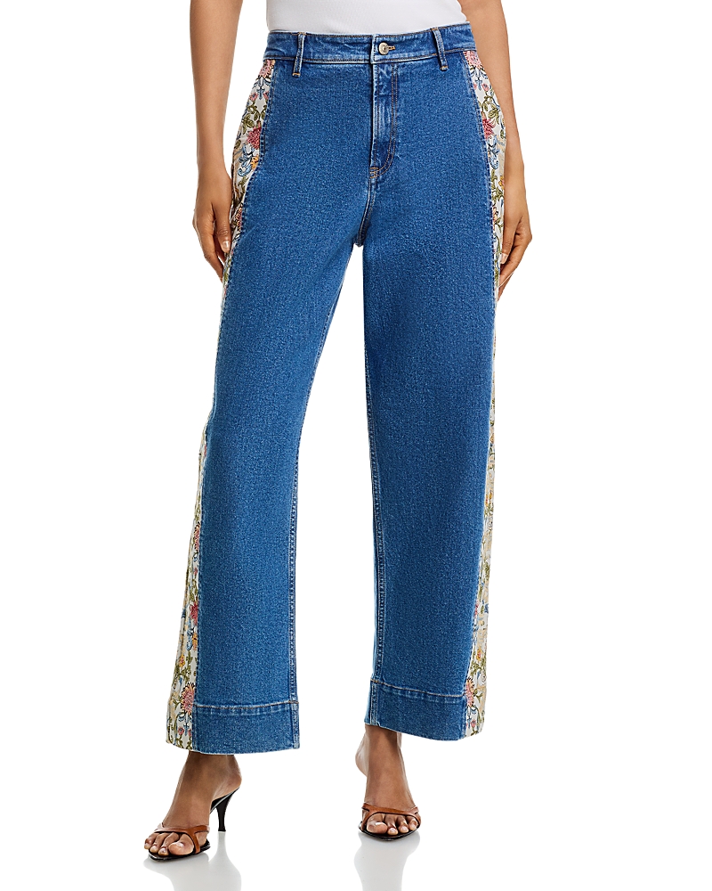 Cinq a Sept Patchwork Zoe High Rise Barrel Jeans in Saphir