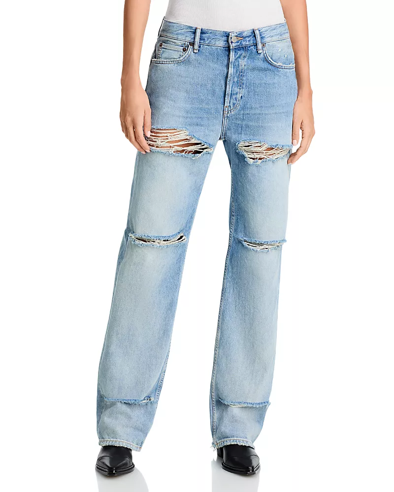 Acne Studios Straight Ripped Jeans in Light Blue