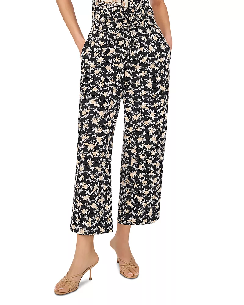 CeCe Pull On Printed Eyelet Pants