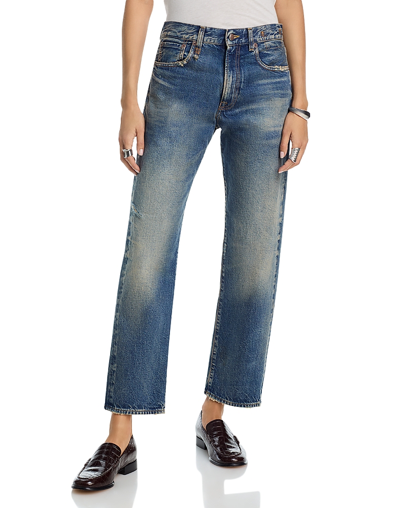 R13 Boyfriend High Rise Ankle Jeans in Bowery Indigo
