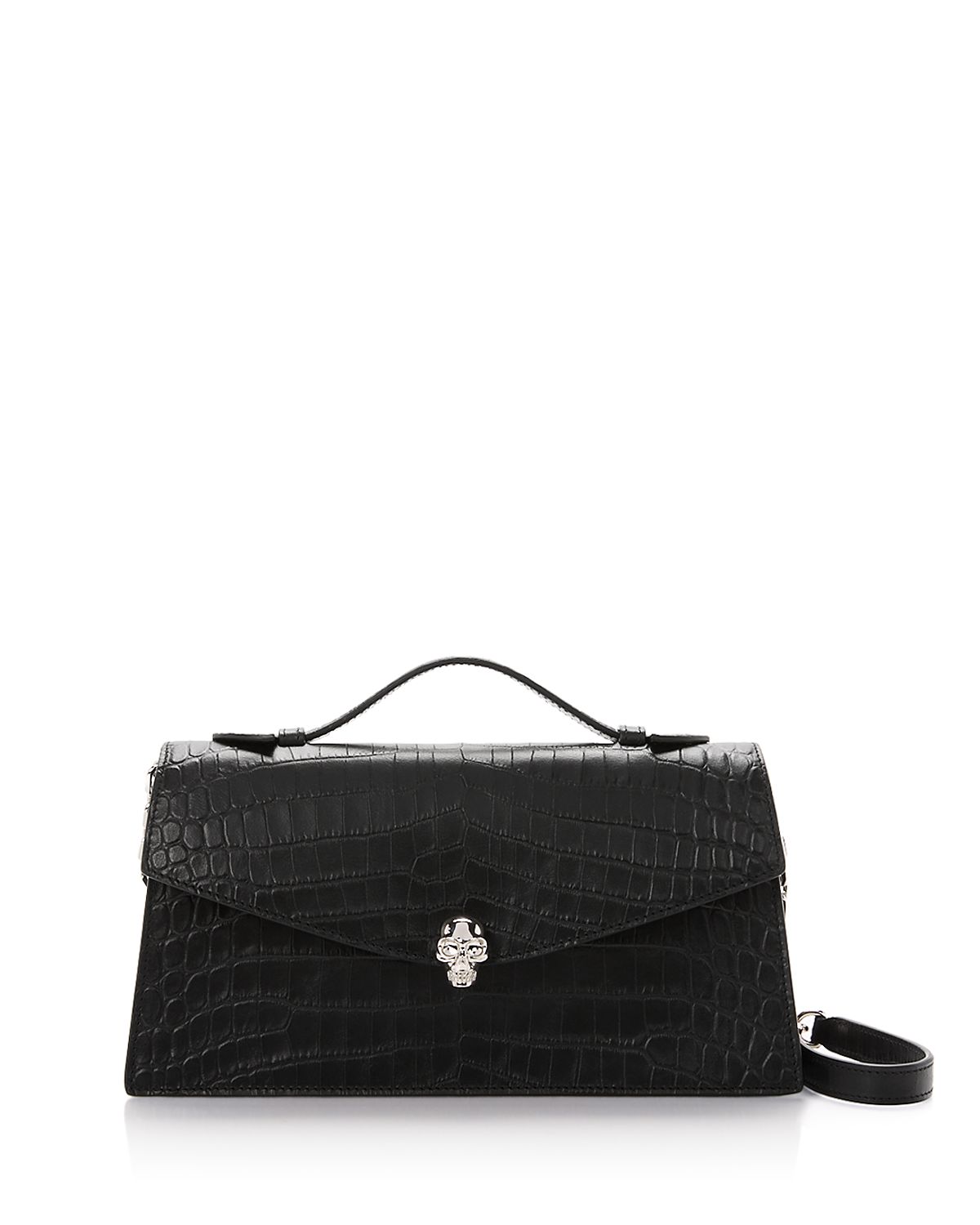McQueen Skull Embossed Leather Top Handle Bag