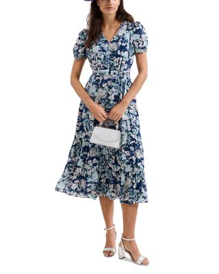 spring blue dress Blue Cotton Poplin Fit and Flare Short Button-Down Shirt Dress 36" / Tall (5'7" and above)